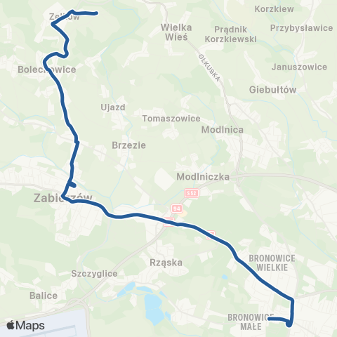 ZTP Kraków Bronowice Małe ↔ Zelków Pętla map