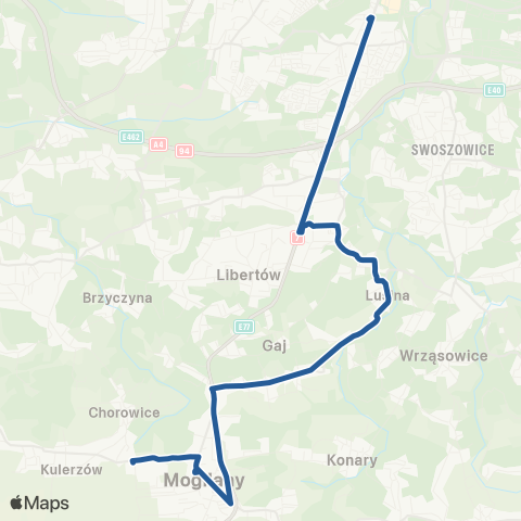 ZTP Kraków Borek Fałęcki ↔ Gaj Zadziele map