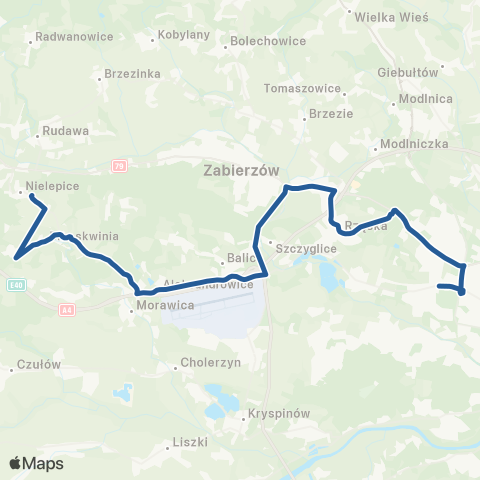 ZTP Kraków Bronowice Małe ↔ Nielepice Pętla map