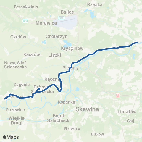 ZTP Kraków Salwator ↔ Czernichów Rynek map