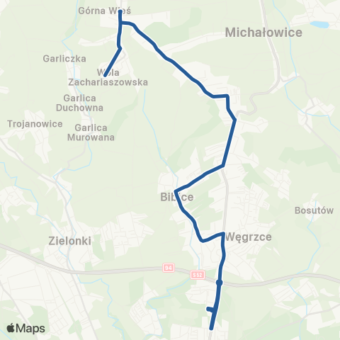 ZTP Kraków Górka Narodowa P+R ↔ Owczary Pętla map