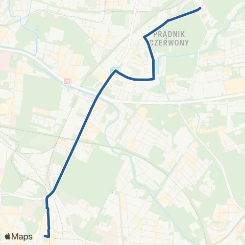 ZTP Kraków Dworzec Główny Zachód ↔ Prądnik Czerwony P+R map