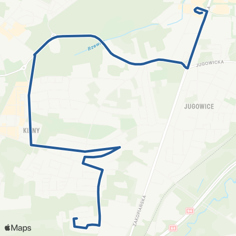 ZTP Kraków Borek Fałęcki ↔ Kliny Poranne map