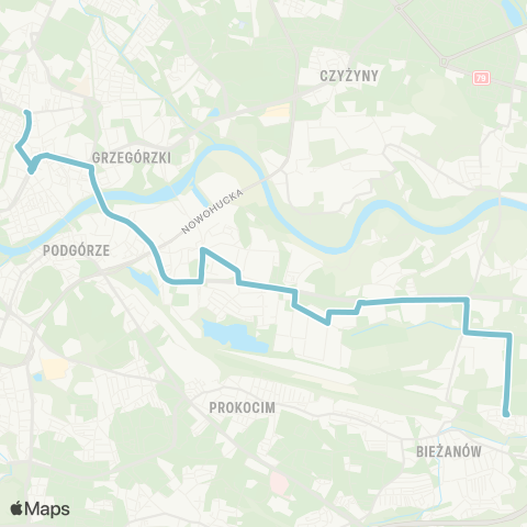 ZTP Kraków Złocień ↔ Teatr Słowackiego map