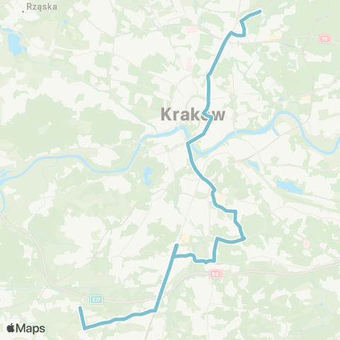 ZTP Kraków Prądnik Czerwony P+R ↔ Sidzina map