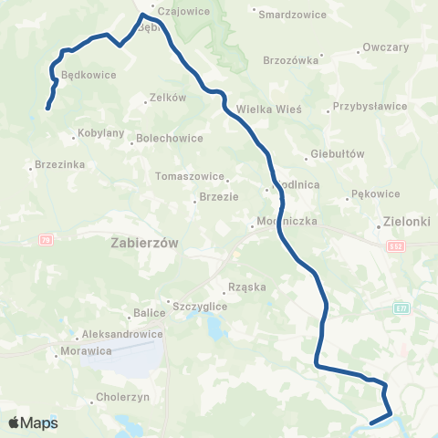 ZTP Kraków Os. Podwawelskie ↔ Będkowice Pętla map