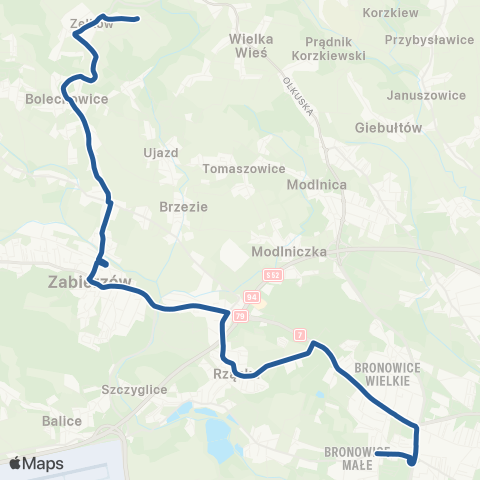 ZTP Kraków Bronowice Małe ↔ Zelków Pętla map