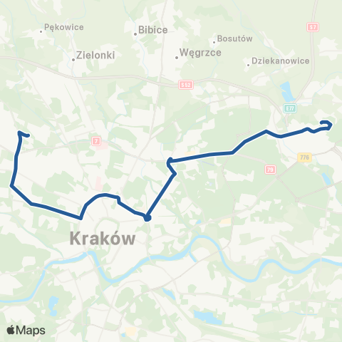 ZTP Kraków Chełmońskiego Pętla ↔ Os. Na Stoku map