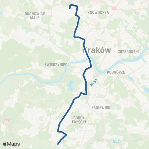 ZTP Kraków Os. Pod Fortem ↔ Azory map