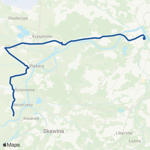 ZTP Kraków Os. Podwawelskie ↔ Jeziorzany Pętla map