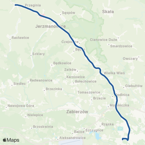 ZTP Kraków Bronowice Małe ↔ Przeginia Kościół map