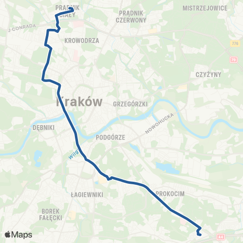 ZTP Kraków Prądnik Biały ↔ Rżąka map