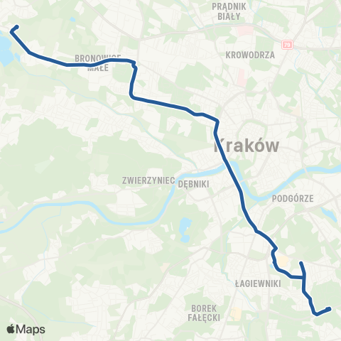 ZTP Kraków Piaski Nowe ↔ Mydlniki Wapiennik P+R map