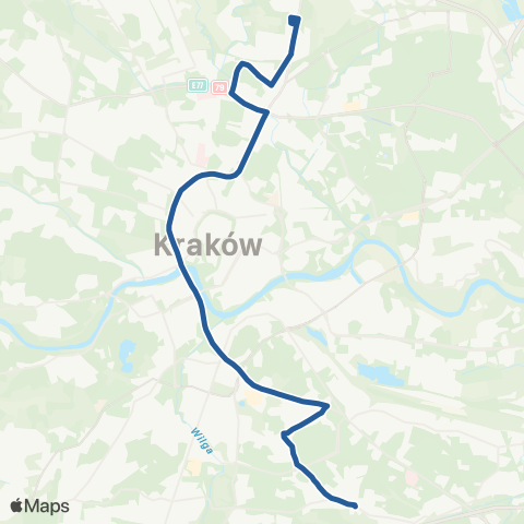 ZTP Kraków Zajezdnia Wola Duchacka ↔ Górka Narodowa P+R map