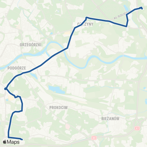 ZTP Kraków Kombinat ↔ Os. Kurdwanów map