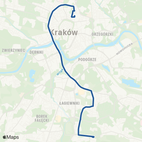 ZTP Kraków Dworzec Główny Zachód ↔ Os. Kurdwanów map
