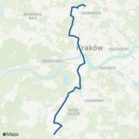 ZTP Kraków Os. Pod Fortem ↔ Krowodrza Górka P+R map