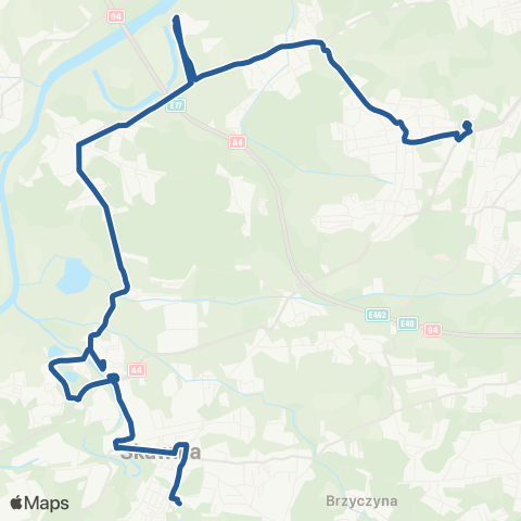 ZTP Kraków Czerwone Maki P+R ↔ Skawina map