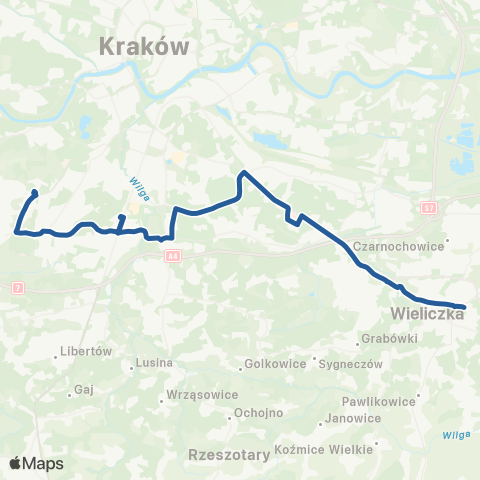ZTP Kraków Czerwone Maki P+R ↔ Wieliczka Miasto map