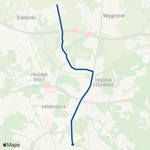 ZTP Kraków Dworzec Główny Wschód ↔ Zielonki Marszowiec Pętla map