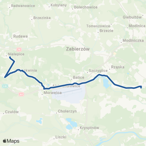 ZTP Kraków Bronowice Małe ↔ Nielepice Pętla map