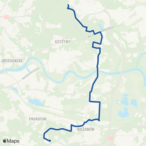 ZTP Kraków Szpital Rydygiera ↔ Miejskie Centrum Opieki map