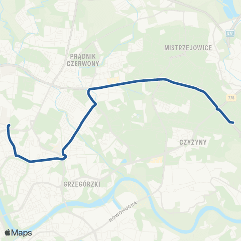 ZTP Kraków Cracovia Stadion ↔ Aleja Przyjaźni map