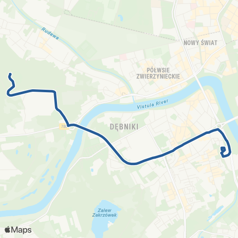 ZTP Kraków Kopiec Kościuszki ↔ Os. Podwawelskie map