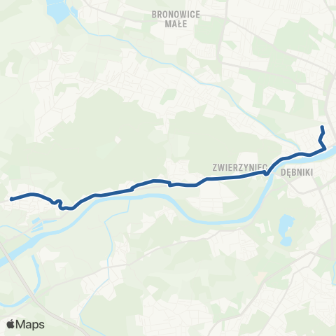ZTP Kraków Cracovia Stadion ↔ Bielany map