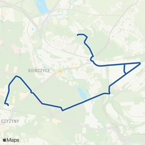 ZTP Kraków Czyżyny Dworzec ↔ Os. Na Stoku map
