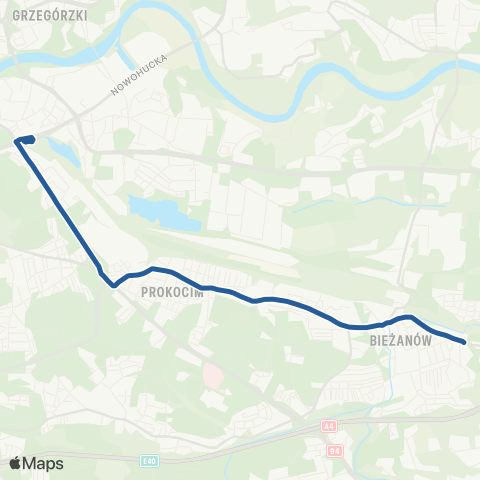 ZTP Kraków Podgórze SKA ↔ Kokotów SKA map