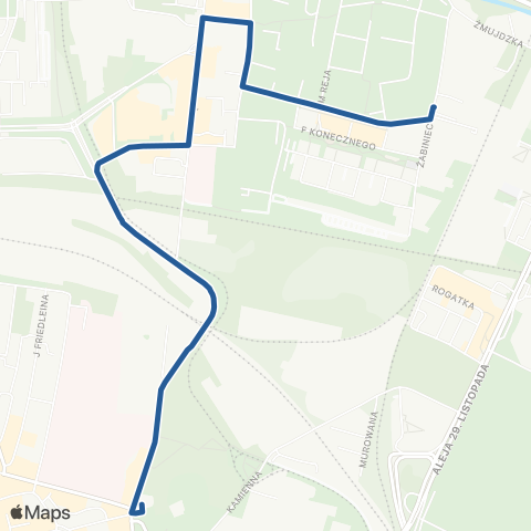 ZTP Kraków Nowy Kleparz ↔ Żabiniec map