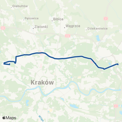 ZTP Kraków Bronowice Małe ↔ Kombinat map
