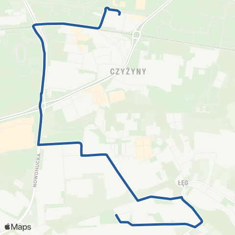 ZTP Kraków Czyżyny Dworzec ↔ Siwka map