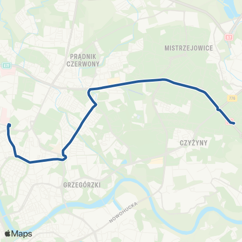 ZTP Kraków Cracovia Stadion ↔ Aleja Przyjaźni map