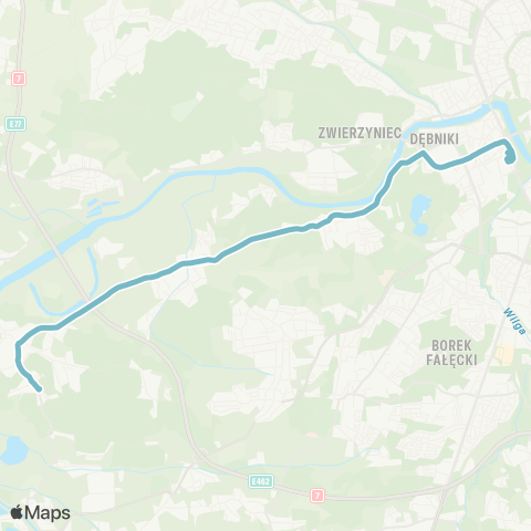 ZTP Kraków Os. Podwawelskie ↔ Tyniec Kamieniołom map
